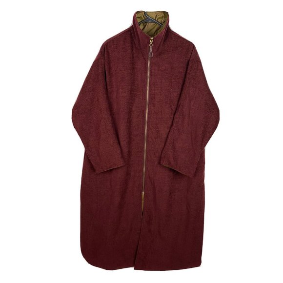 Mycra Pac Designer Reversible trench coat Burgundy/Bronze haze green - Picture 2 of 13